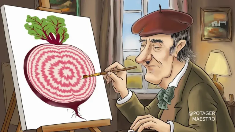 Betterave chioggia coupée en deux montrant des rayures concentriques rouges et blanches