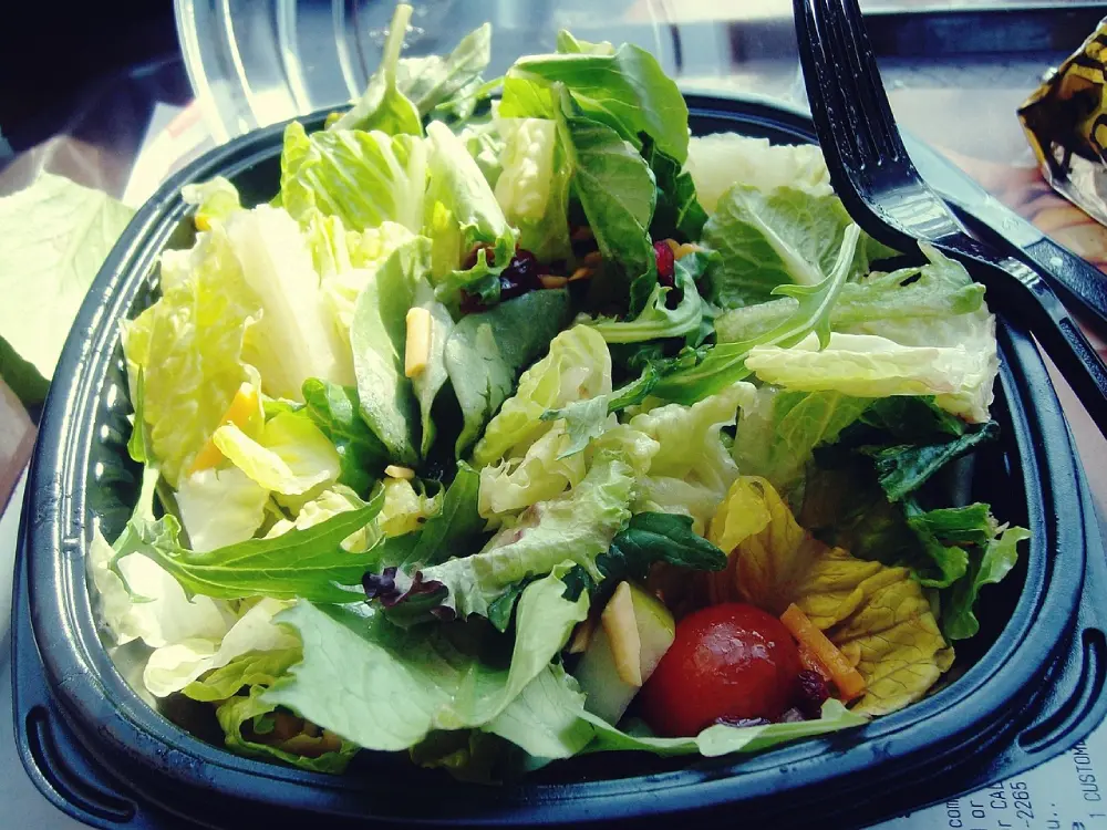 Salade de laitues variées fraîches dans un bol - mélange de variétés vertes croquantes pour cuisine saine