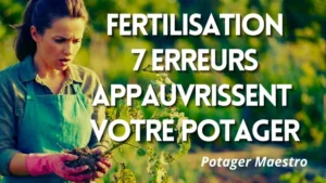 Jardinière inquiète tenant un plant malade au potager - 7 erreurs de fertilisation