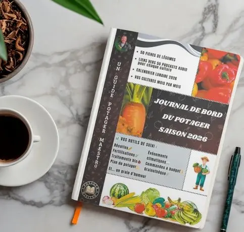 Journal de bord du potager saison 2026 : fiches légumes, calendrier lunaire et outils de suivi Potager Maestro